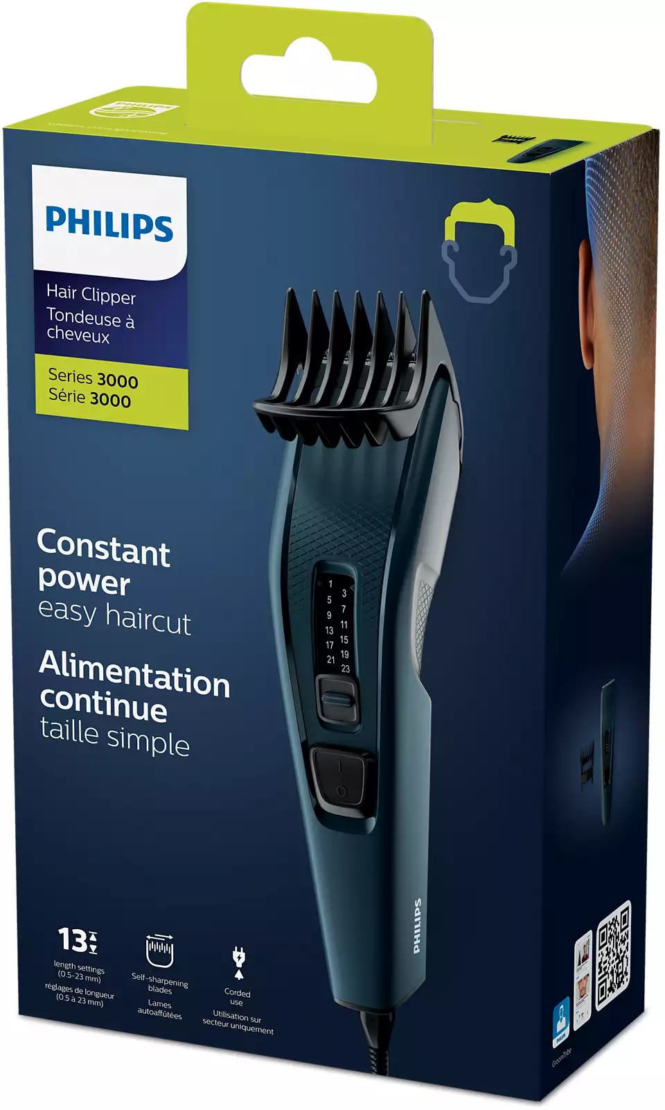 Philips | Hair clipper | HC3505/15 | Corded | Number of length steps 13 | Step precise 2 mm | Black/Blue - Image 11