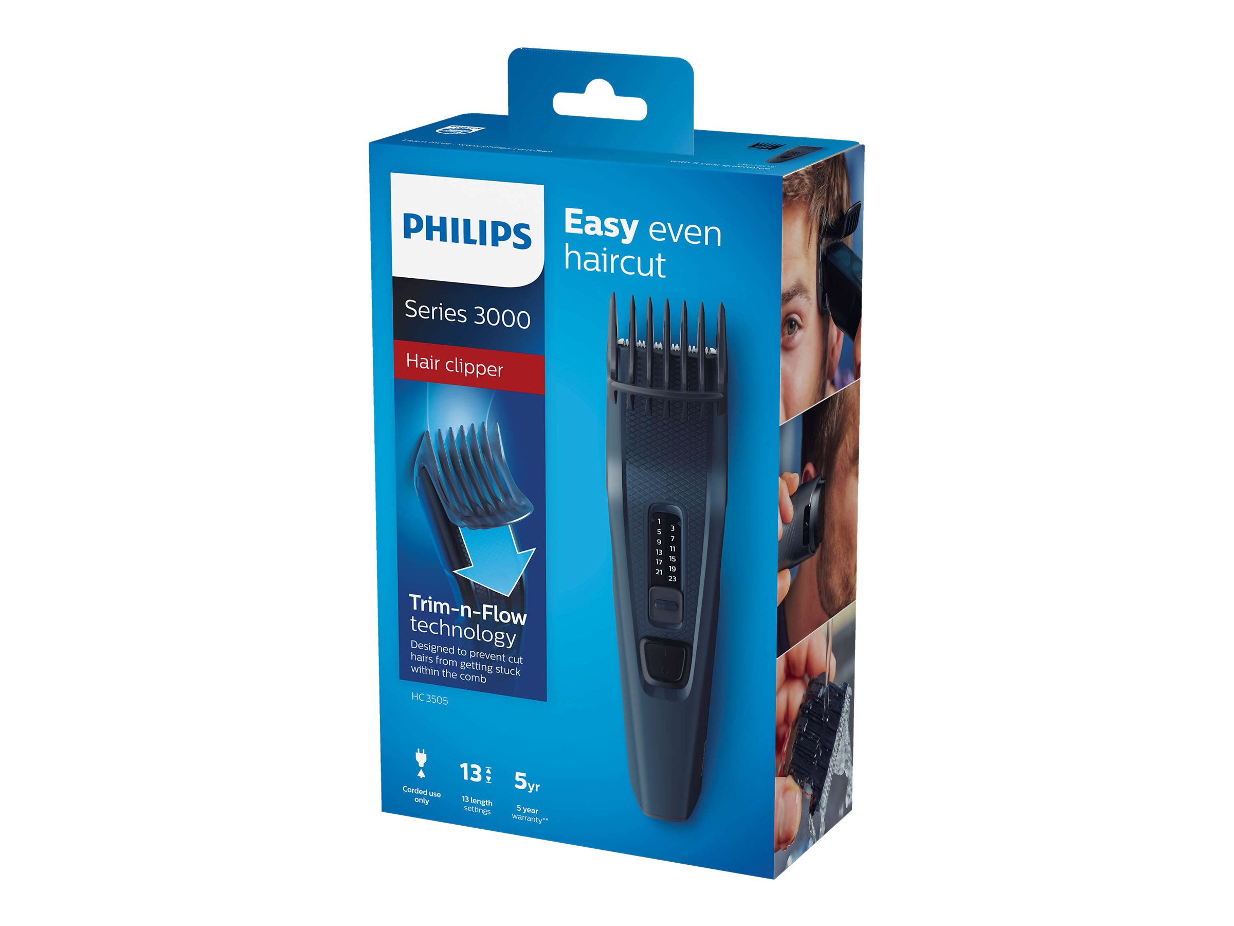 Philips | Hair clipper | HC3505/15 | Corded | Number of length steps 13 | Step precise 2 mm | Black/Blue - Image 8