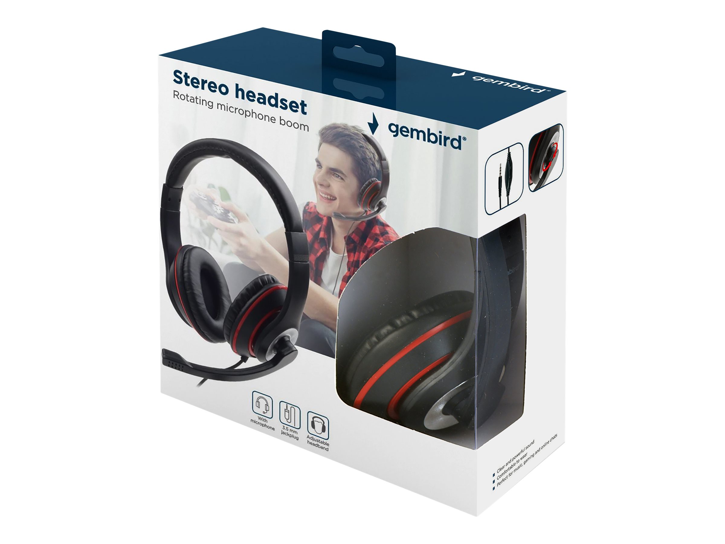 Gembird | Stereo headset | MHS-03-BKRD | On-Ear | Built-in microphone | 3.5 mm - Image 3