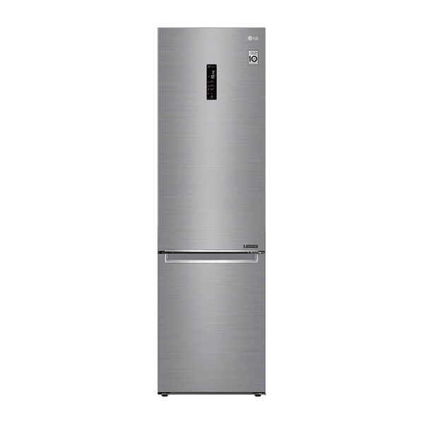 LG | Refrigerator | GBB72PZDMN | Energy efficiency class E | Free standing | Combi | Height 203 cm | No Frost system | Fridge net capacity 277 L | Freezer net capacity 107 L | Display | 36 dB | Silver