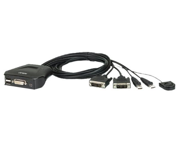 Aten 2-Port USB DVI Cable KVM Switch with Remote Port Selector | Aten | Remote Port Selector | 2-Port USB DVI Cable KVM Switch with Remote Port Selector