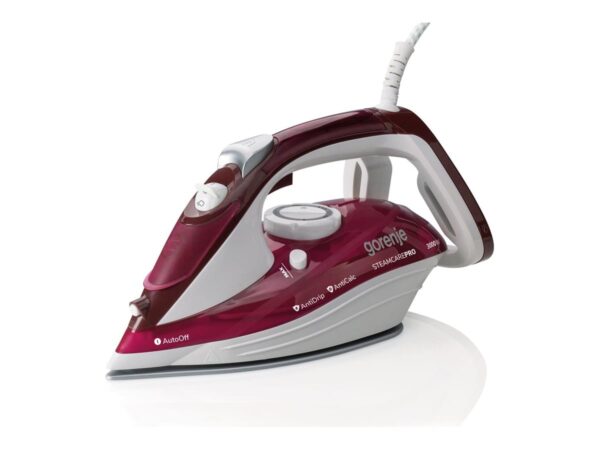Gorenje | Steam Iron | SIH3000RBC | Steam Iron | 3000 W | Water tank capacity 350 ml | Continuous steam 40 g/min | Steam boost performance 105 g/min | Red/White - Image 2