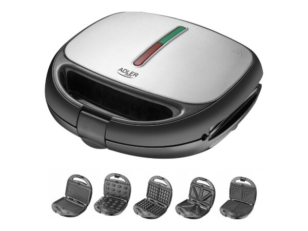 Adler | Sandwich maker | AD 3040 | 1200 W | Number of plates 5 | Number of pastry 2 | Ceramic coating | Black - Image 2