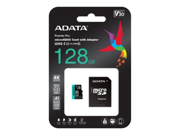 ADATA | Premier Pro | UHS-I U3 | 128 GB | micro SDXC | Flash memory class 10 | with Adapter - Image 3