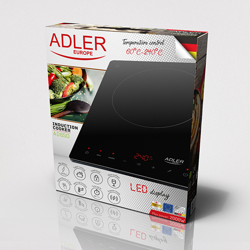 Adler | Hob | AD 6513 | Number of burners/cooking zones 1 | 2000 W | Black | Induction - Image 5