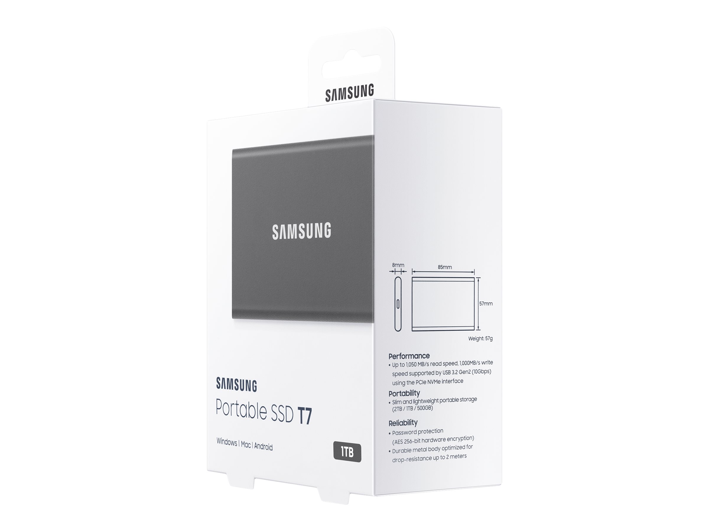 Samsung MU-PC1T0T/WW Portable SSD T7 USB 3.2 1TB Silver | Portable SSD | T7 | 1000 GB | USB 3.2 | Silver - Image 11