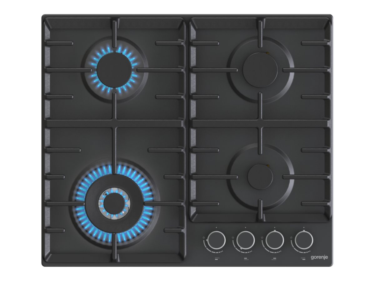 Gorenje | Hob | GW642AB | Gas | Number of burners/cooking zones 4 | Rotary knobs | Black - Image 3