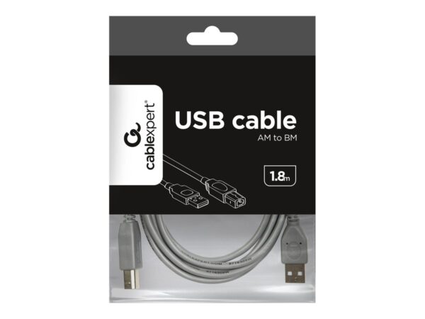 Cablexpert CCP-USB2-AMBM-6G USB 2.0 A-plug B-plug 6ft cable, grey color | Cablexpert | CCP-USB2-AMBM-6G | USB 2.0 A-plug B-plug 6ft cable - Image 4