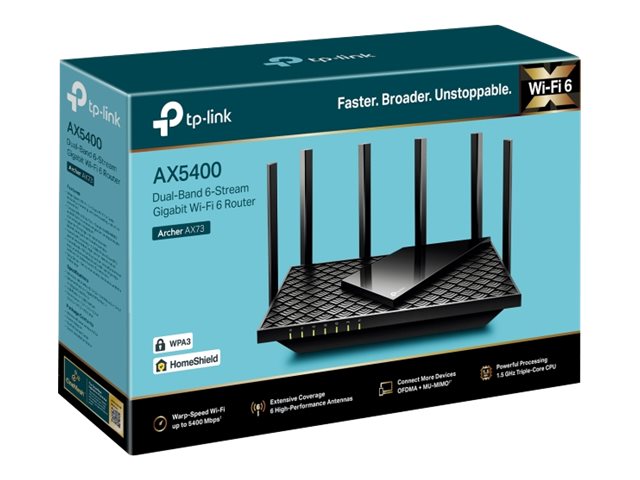 Archer AX73 | 802.11ax | 4804+574 Mbit/s | 10/100/1000 Mbit/s | Ethernet LAN (RJ-45) ports 4 | Mesh Support No | MU-MiMO Yes | No mobile broadband | Antenna type 6xExternal | 1× USB 3.0 - Image 7
