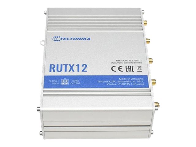 Dual LTE Cat 6 Router | RUTX12 | 802.11ac | 867 Mbit/s | 10/100/1000 Mbit/s | Ethernet LAN (RJ-45) ports 4 | Mesh Support No | MU-MiMO Yes | 4G | Antenna type 4xSMA for LTE, 2xRP-SMA for WiFi, 1xRP-SMA for Bluetooth, 1xSMA for GNNS | 1 x USB A - Image 3