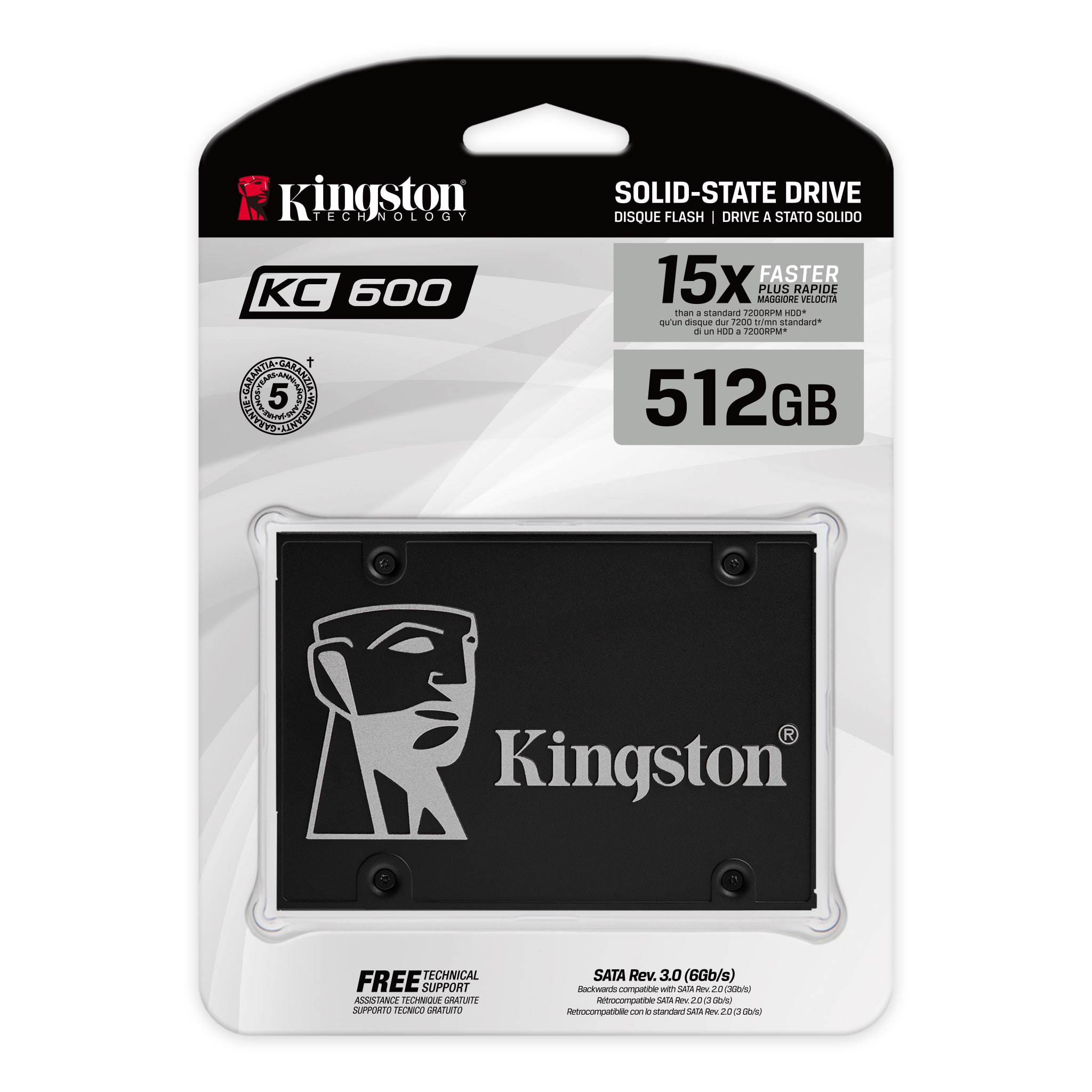 Kingston | KC600 | 512 GB | SSD form factor 2.5" | Solid-state drive interface SATA | Read speed 550 MB/s | Write speed 520 MB/s - Image 2