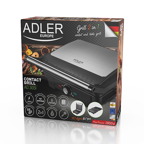 Adler | Electric Grill XL | AD 3051 | Table | 2800 W | Black/Stainless steel - Image 13