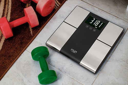 Adler | Bathroom scale with analyzer | AD 8165 | Maximum weight (capacity) 225 kg | Accuracy 100 g | Body Mass Index (BMI) measuring | Stainless steel/Black - Image 11