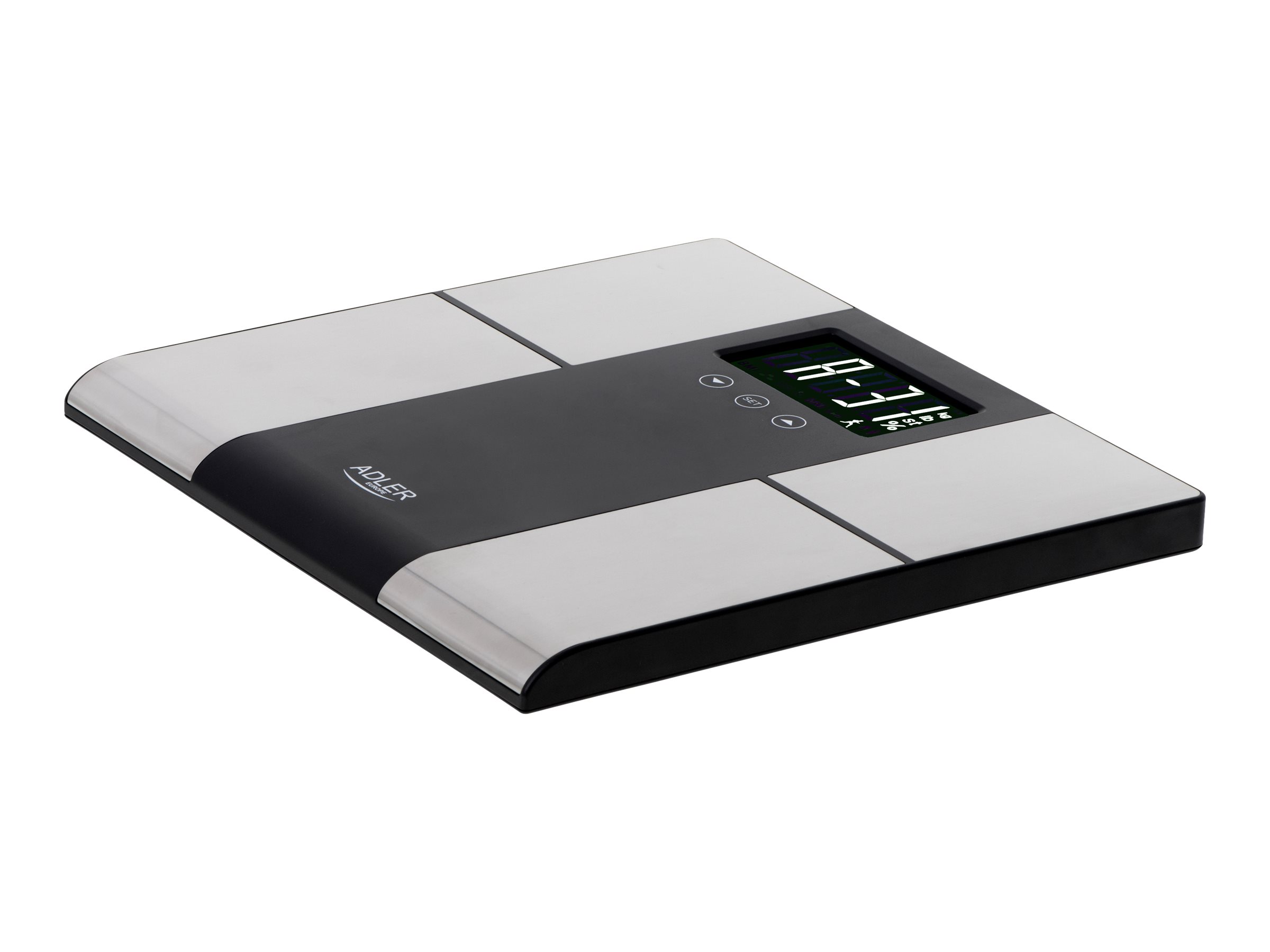 Adler | Bathroom scale with analyzer | AD 8165 | Maximum weight (capacity) 225 kg | Accuracy 100 g | Body Mass Index (BMI) measuring | Stainless steel/Black - Image 2