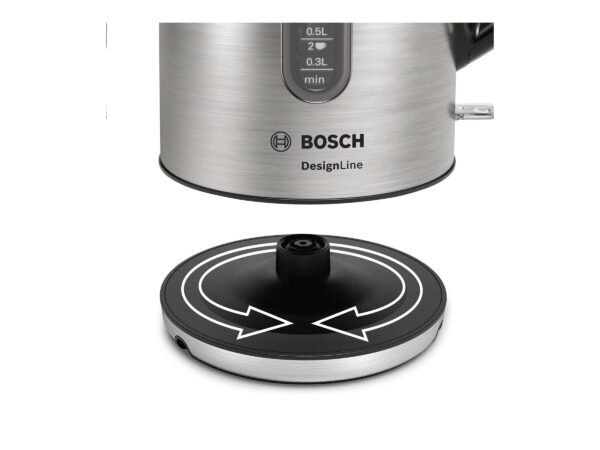 Bosch | Kettle | DesignLine TWK4P440 | Electric | 2400 W | 1.7 L | Stainless steel | 360° rotational base | Stainless steel/Black - Image 9