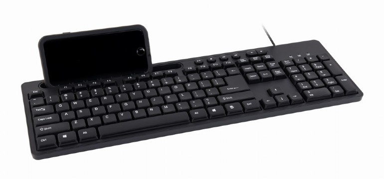Gembird | Multimedia keyboard with phone stand | KB-UM-108 | Multimedia | Wired | US | Black - Image 4
