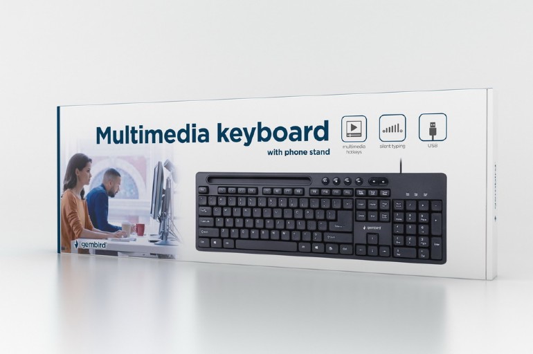 Gembird | Multimedia keyboard with phone stand | KB-UM-108 | Multimedia | Wired | US | Black - Image 6