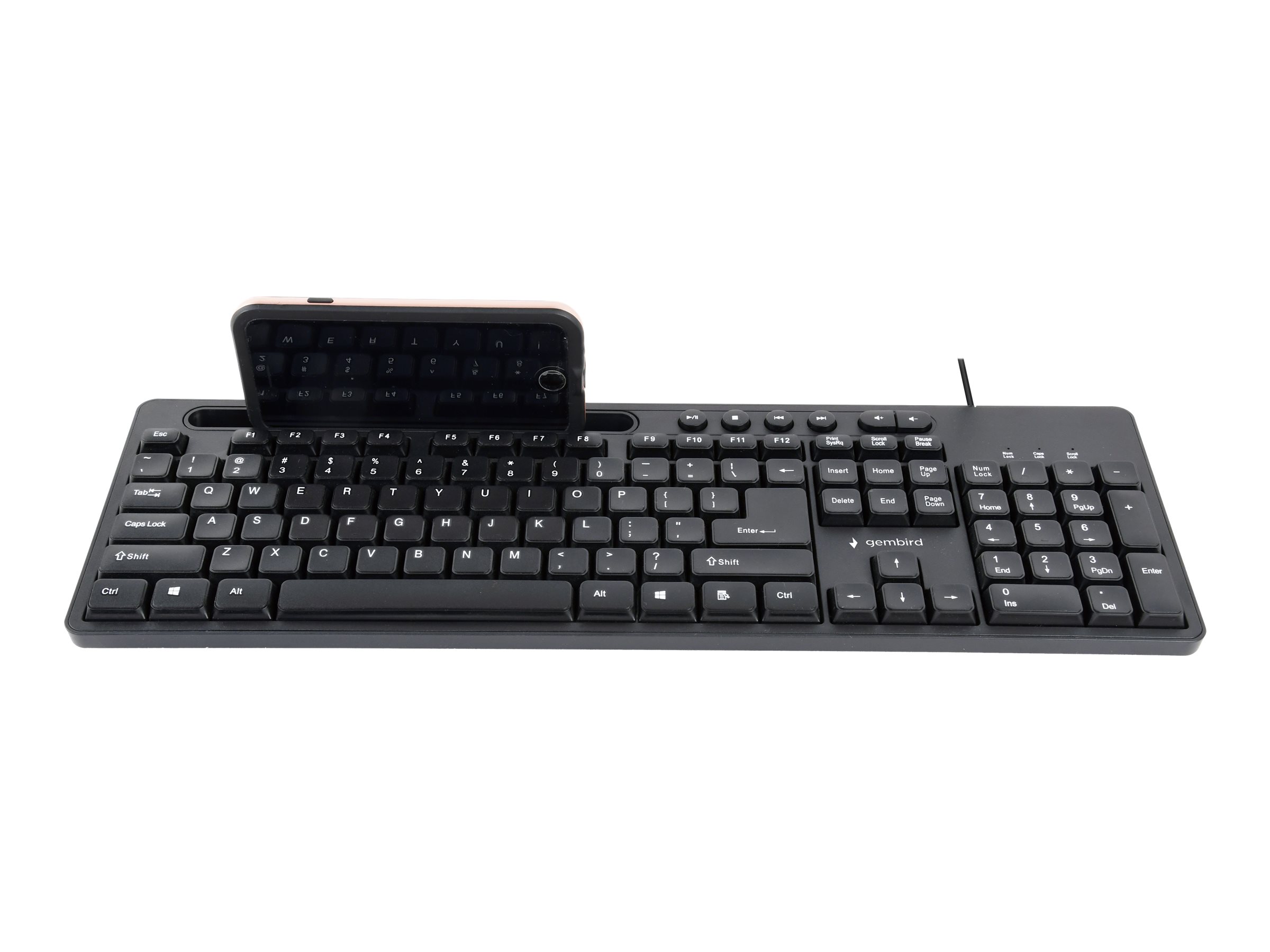 Gembird | Multimedia keyboard with phone stand | KB-UM-108 | Multimedia | Wired | US | Black - Image 3