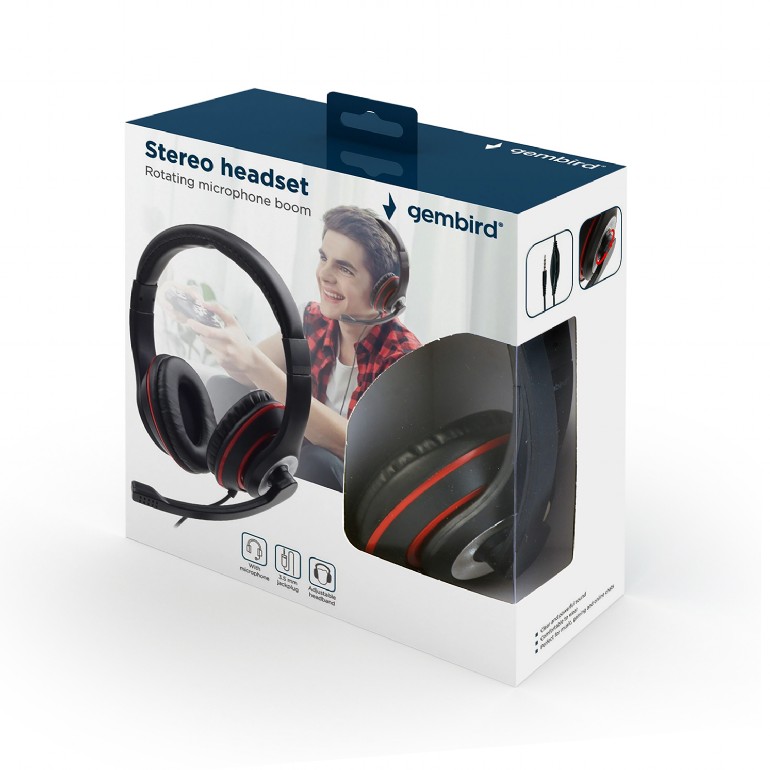 Gembird | Stereo headset | MHS-03-BKRD | On-Ear | Built-in microphone | 3.5 mm - Image 4