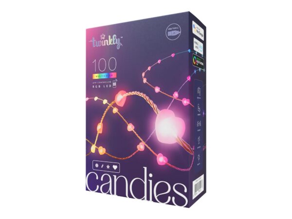 Twinkly Candies 100 Heart-shaped RGB LEDs, Clear Wire, USB-C - Image 2