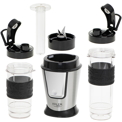 Adler | Blender | AD 4081 | Tabletop | 800 W | Jar material BPA Free Plastic | Jar capacity 0.4 + 0.57 L | Ice crushing | Black/Stainless steel - Image 3