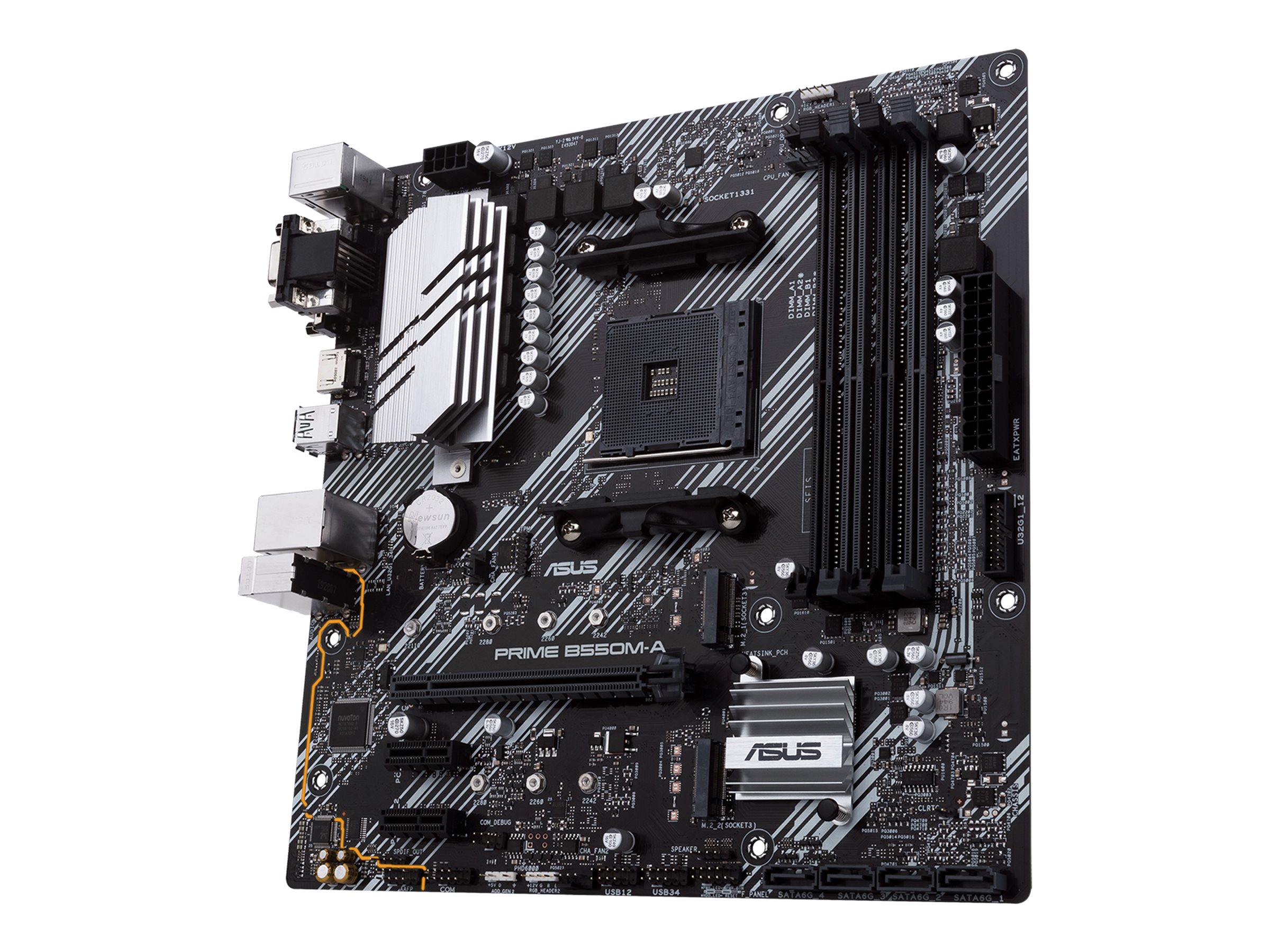 Asus | PRIME B550M-A | Processor family AMD | Processor socket AM4 | DDR4 | Memory slots 4 | Supported hard disk drive interfaces M.2, SATA | Number of SATA connectors 4 | Chipset AMD B | Micro ATX - Image 4