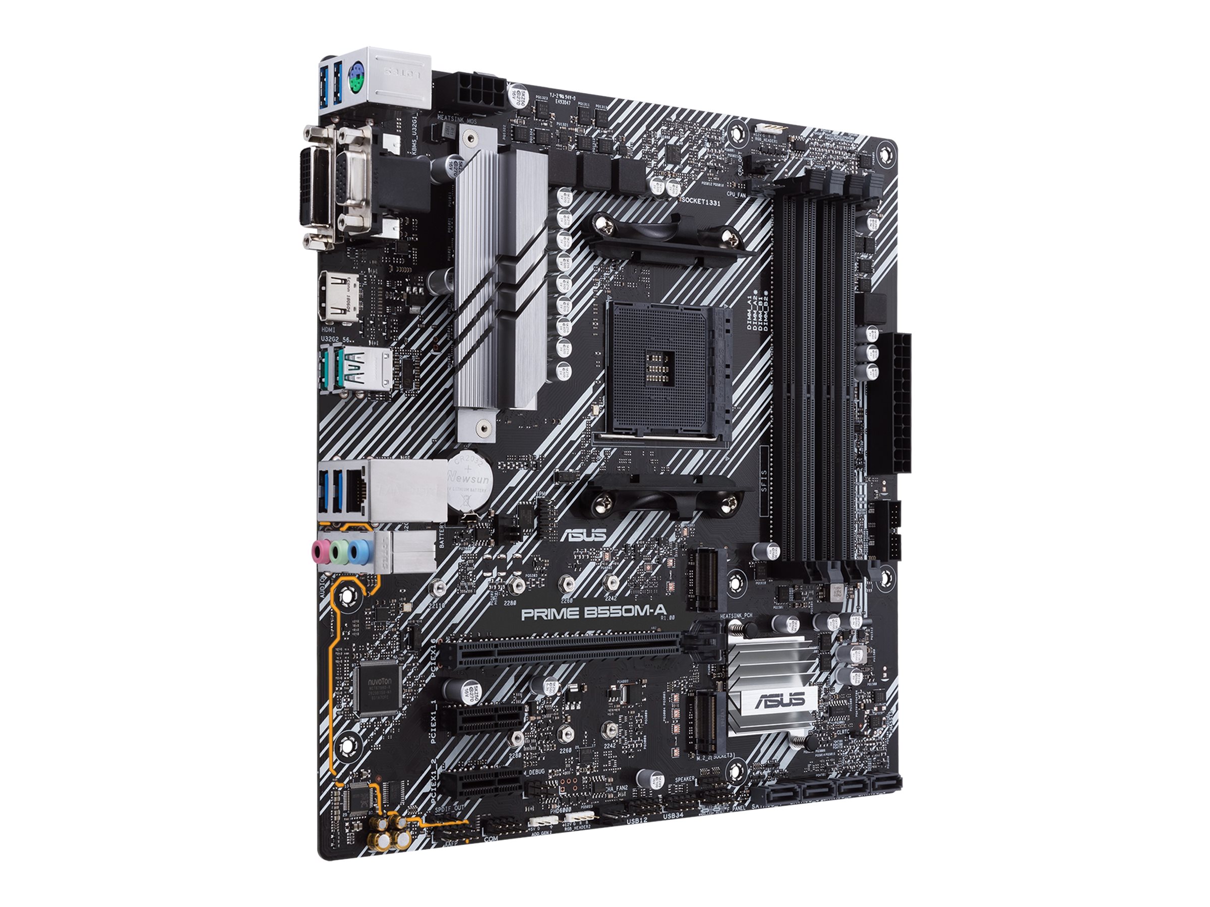 Asus | PRIME B550M-A | Processor family AMD | Processor socket AM4 | DDR4 | Memory slots 4 | Supported hard disk drive interfaces M.2, SATA | Number of SATA connectors 4 | Chipset AMD B | Micro ATX - Image 5