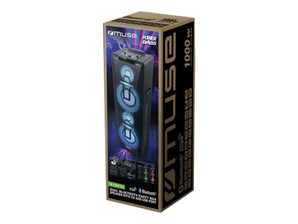 Muse | Party Box Double Bluetooth CD Speaker | M-1990 DJ | 1000 W | Bluetooth | Black | Portable | Wireless connection - Image 6