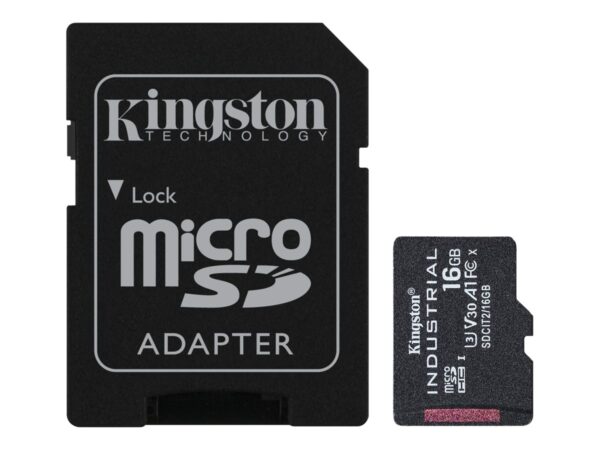 Kingston | UHS-I | 16 GB | microSDHC/SDXC Industrial Card | Flash memory class Class 10, UHS-I, U3, V30, A1 | SD Adapter - Image 2