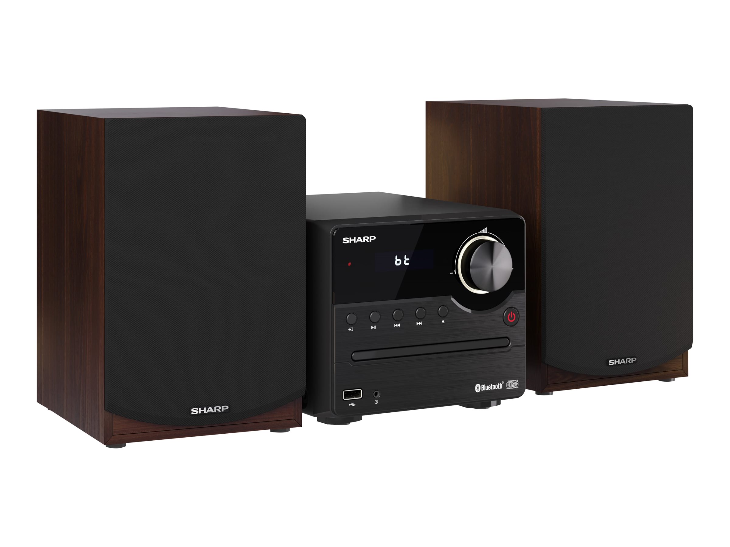Sharp XL-B512(BR) Hi-Fi Micro System, CD/FM/USB/Bluetooth v5.0, 45W, Brown | Sharp | Hi-Fi Micro System | XL-B512(BR) | Brown | USB port | AUX in | Bluetooth | CD player | FM radio | Wireless connection - Image 2