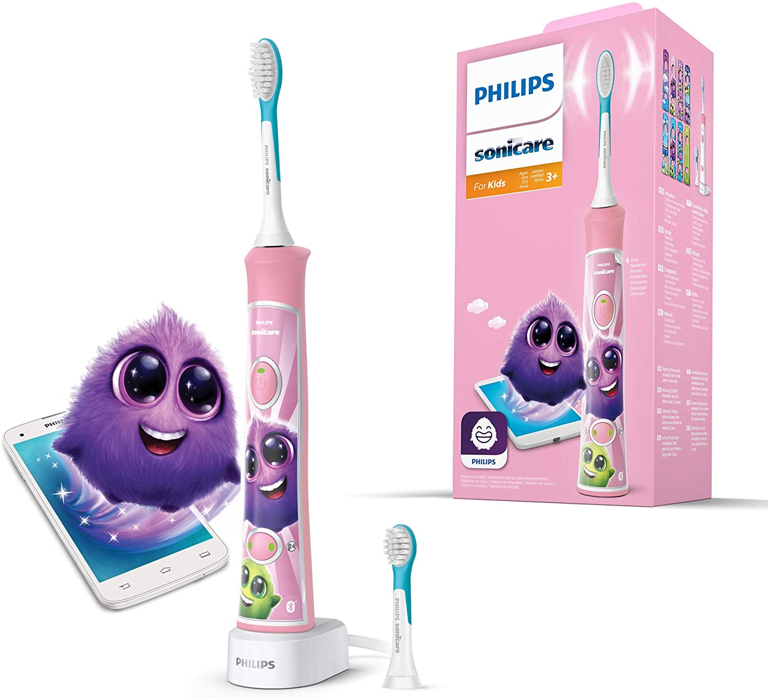 Philips | Electric toothbrush | HX6352/42 | Rechargeable | For kids | Number of brush heads included 2 | Number of teeth brushing modes 2 | Sonic technology | Pink - Image 3