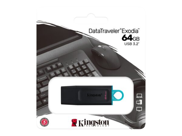 Kingston | DataTraveler Exodia USB Flash Drive | 64 GB | USB 3.2 Gen 1 | Black/Blue - Image 9