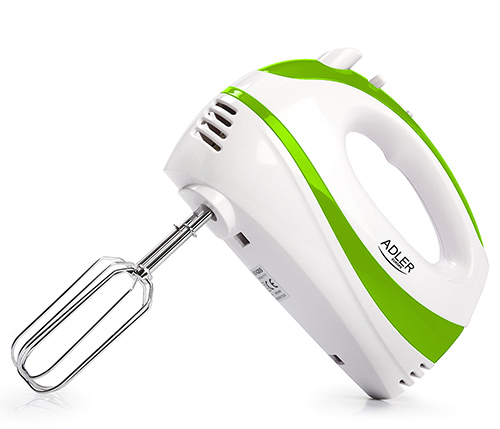 Adler | Mixer | AD 4205 g | Hand Mixer | 300 W | Number of speeds 5 | Turbo mode | White/Green - Image 2