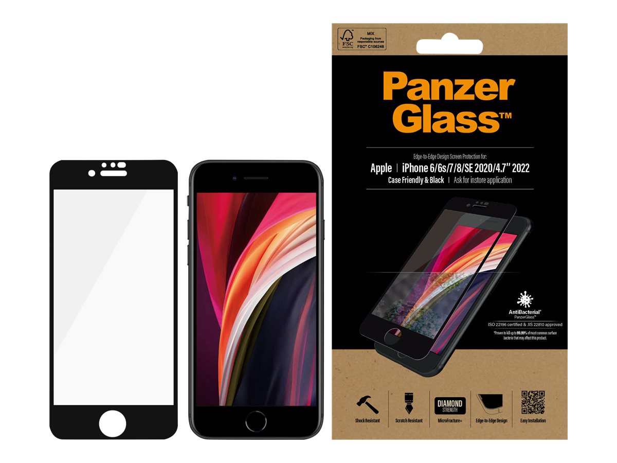 PanzerGlass | Apple | iPhone 6/6s/7/8/SE 2020 | Hybrid glass | Black | Rounded edges; 100% touch preservation; Crystal clear | Screen Protector - Image 5