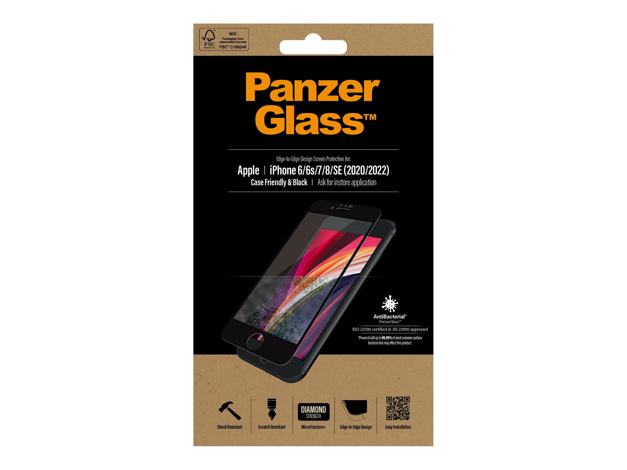 PanzerGlass | Apple | iPhone 6/6s/7/8/SE 2020 | Hybrid glass | Black | Rounded edges; 100% touch preservation; Crystal clear | Screen Protector - Image 6