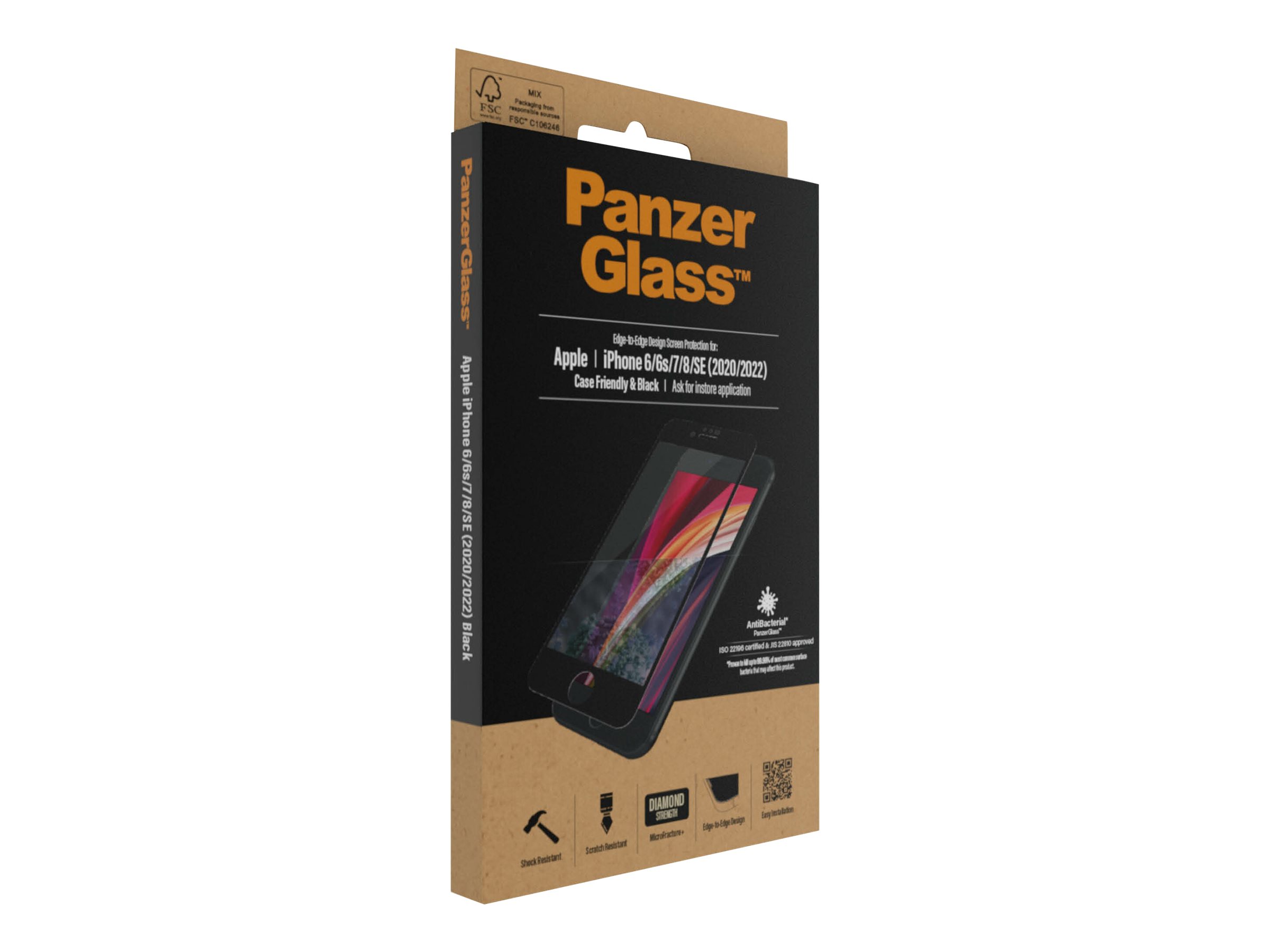 PanzerGlass | Apple | iPhone 6/6s/7/8/SE 2020 | Hybrid glass | Black | Rounded edges; 100% touch preservation; Crystal clear | Screen Protector - Image 7