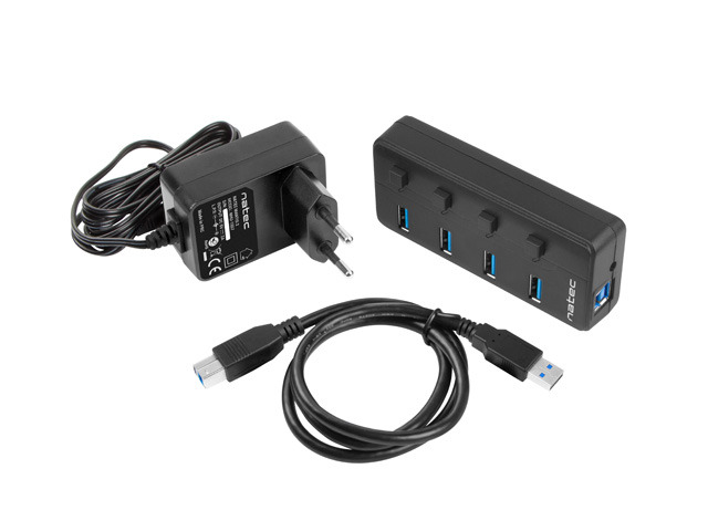 Natec USB 3.0 HUB, Mantis 2, 4-Port, On/Off with AC Adapter | Natec | 4 Port Hub With USB 3.0 | Mantis NHU-1557 | Black - Image 3