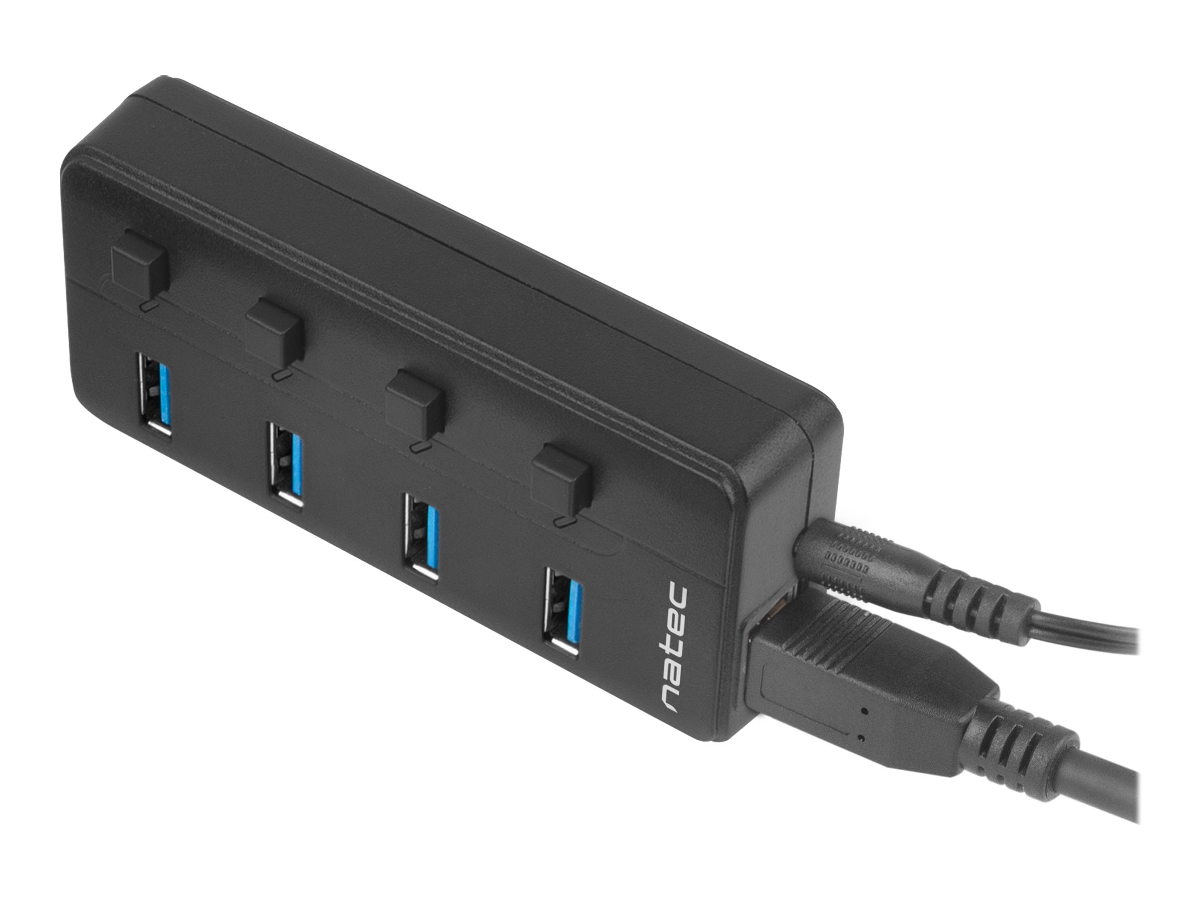 Natec USB 3.0 HUB, Mantis 2, 4-Port, On/Off with AC Adapter | Natec | 4 Port Hub With USB 3.0 | Mantis NHU-1557 | Black - Image 4
