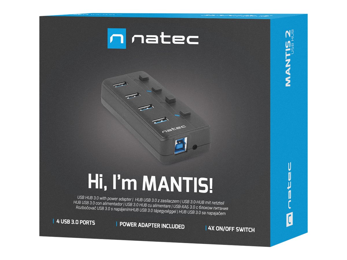 Natec USB 3.0 HUB, Mantis 2, 4-Port, On/Off with AC Adapter | Natec | 4 Port Hub With USB 3.0 | Mantis NHU-1557 | Black - Image 15