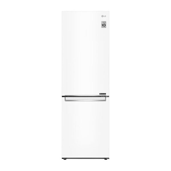 LG | Refrigerator | GBB61SWJMN | Energy efficiency class E | Free standing | Combi | Height 186 cm | No Frost system | Fridge net capacity 234 L | Freezer net capacity 107 L | Display | 36 dB | White