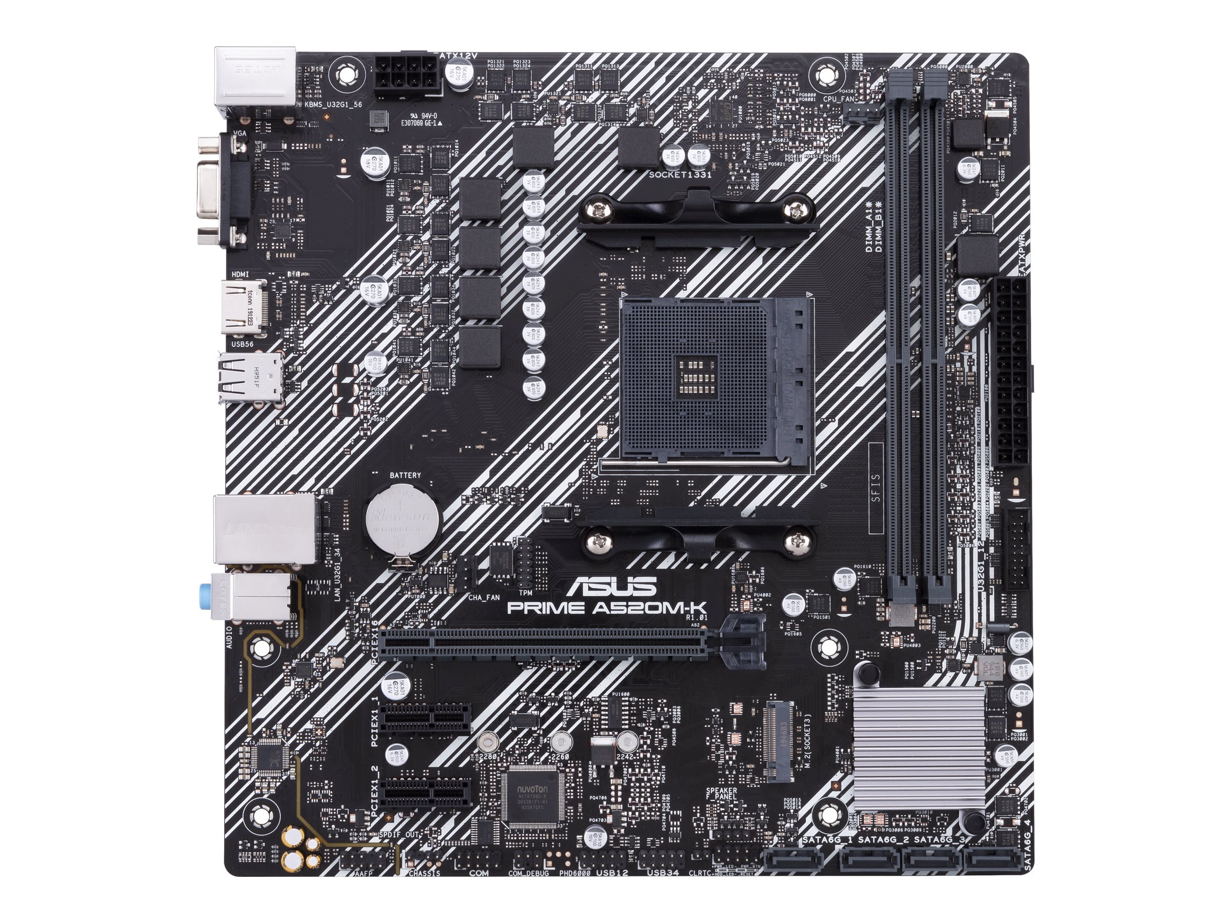 Asus | PRIME A520M-K | Processor family AMD | Processor socket AM4 | DDR4 | Memory slots 2 | Supported hard disk drive interfaces M.2, SATA | Number of SATA connectors 4 | Chipset AMD A | Micro ATX - Image 2