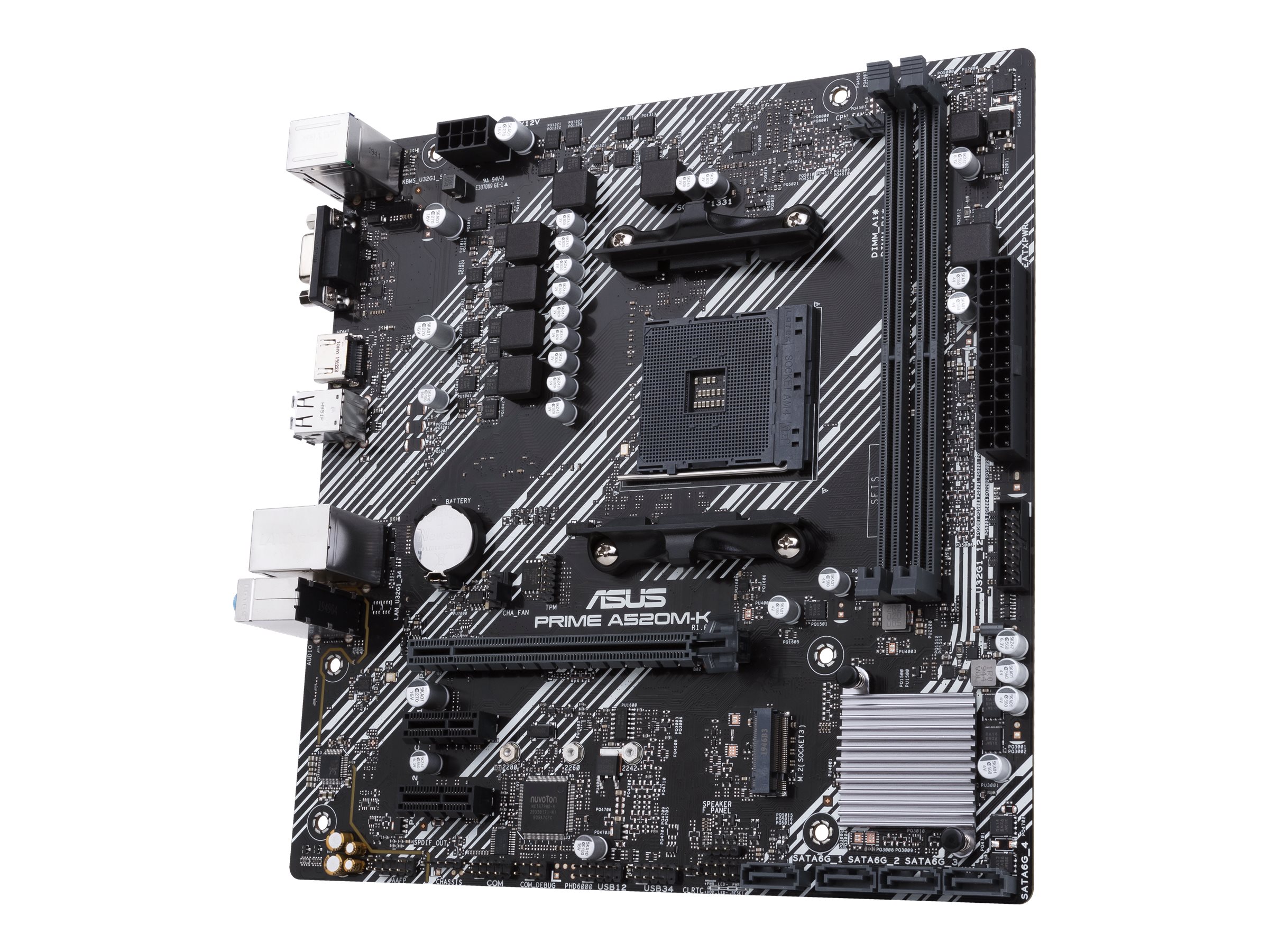 Asus | PRIME A520M-K | Processor family AMD | Processor socket AM4 | DDR4 | Memory slots 2 | Supported hard disk drive interfaces M.2, SATA | Number of SATA connectors 4 | Chipset AMD A | Micro ATX - Image 6