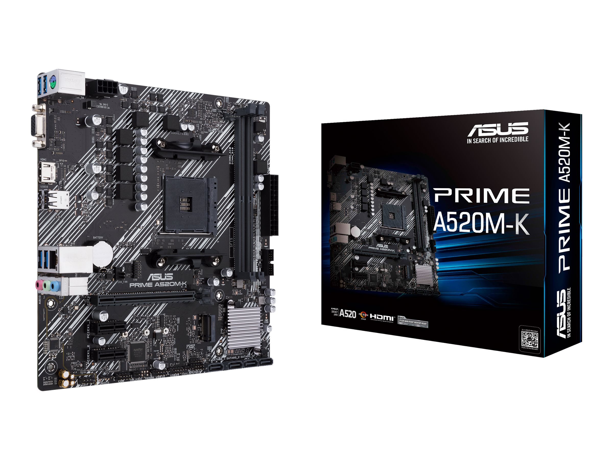 Asus | PRIME A520M-K | Processor family AMD | Processor socket AM4 | DDR4 | Memory slots 2 | Supported hard disk drive interfaces M.2, SATA | Number of SATA connectors 4 | Chipset AMD A | Micro ATX - Image 11