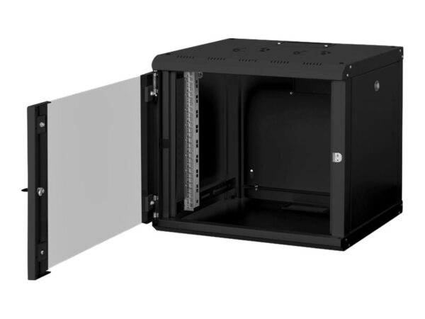 Digitus | Wall Mounting Cabinet | DN-19 09-U-SW | Black | IP protection class: IP20; Front door: Glass door, single opening; Cabinet type: Wall mounting cabinet; Equipment mounting depth min.-max.: 305-370 mm; Load capacity: 100 kg - Image 2