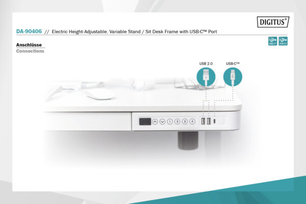 Electric Height Adjustable Desk | 72 - 121 cm | Maximum load weight 50 kg | Metal | White - Image 5