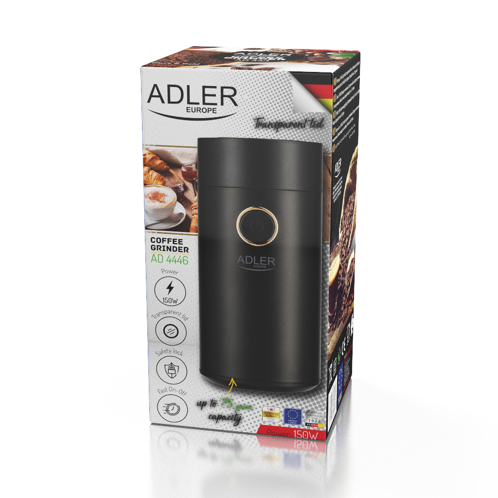 Adler | Coffee Mill | AD 4446bg | 150 W | Coffee beans capacity 75 g | Black - Image 9