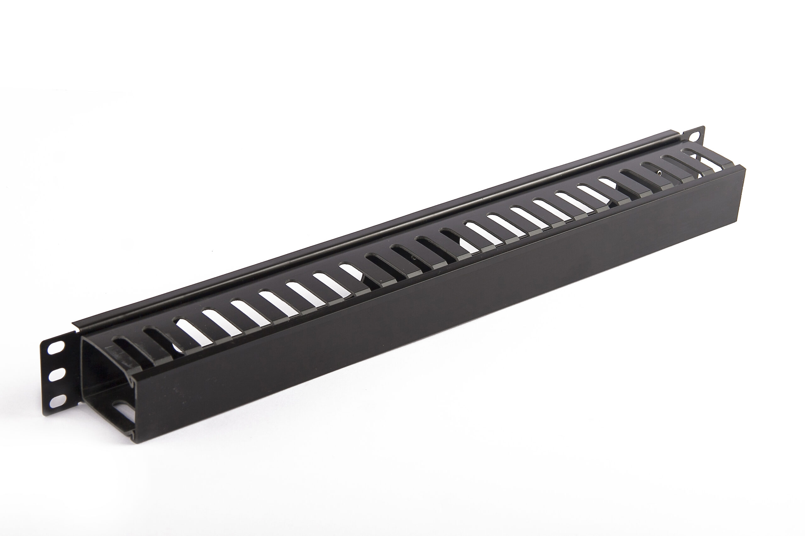 SOMI Networks | 19“ Cable Management Bar with Plastic Duct and Cover | CMB-04 | Black | Ring Diameter 45x50mm - Image 4