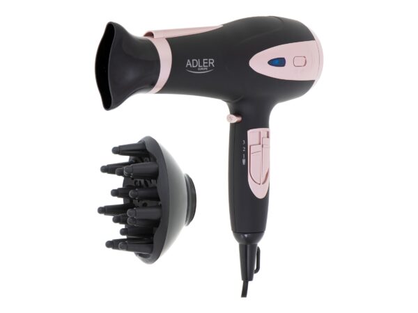 Adler | Hair Dryer | AD 2248b ION | 2200 W | Number of temperature settings 3 | Ionic function | Diffuser nozzle | Black/Pink - Image 2