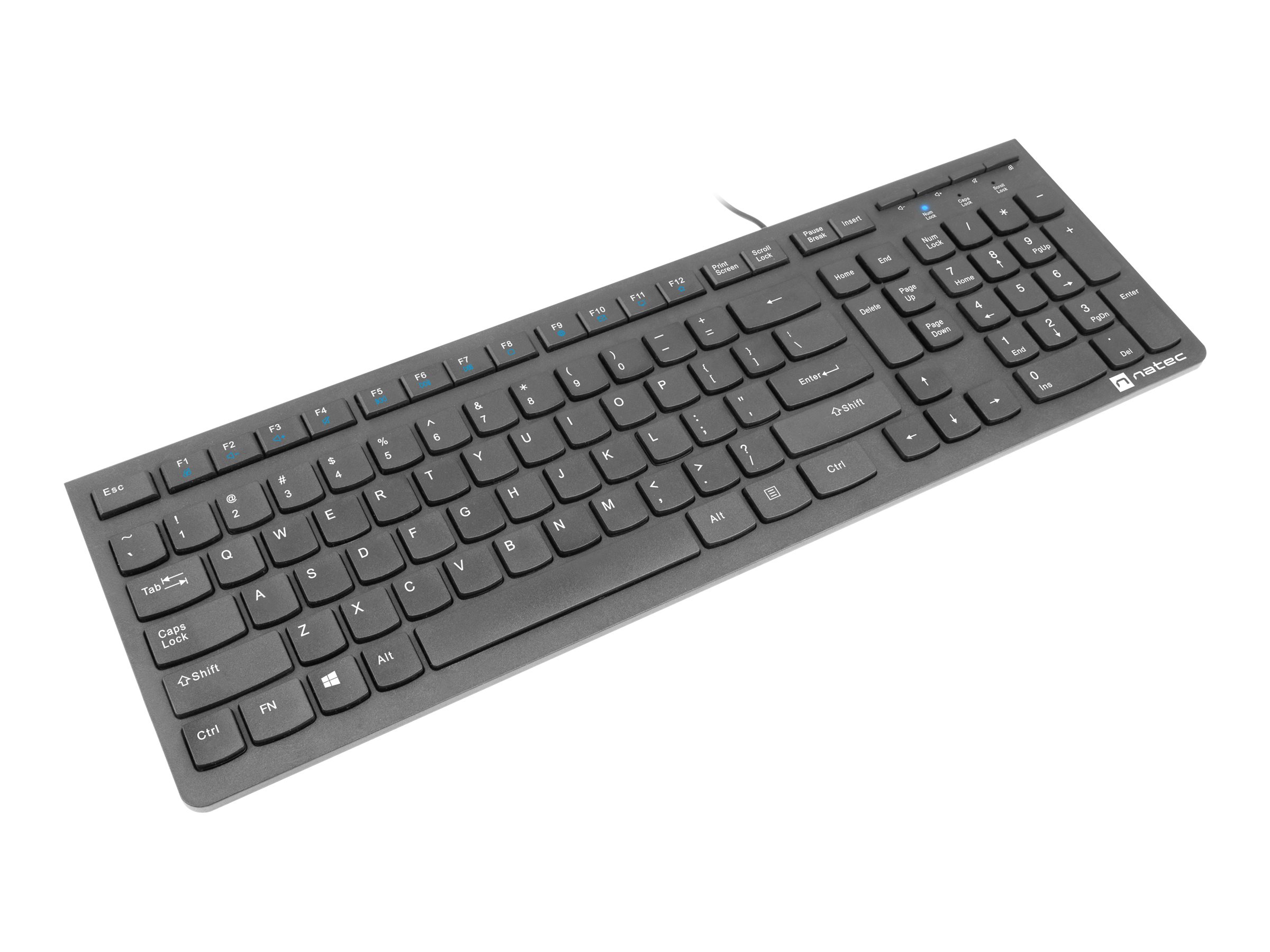 Natec | Keyboard | Discus 2 Slim | Standard | Wired | US | Black | USB 2.0 | 424 g | Numeric keypad - Image 2