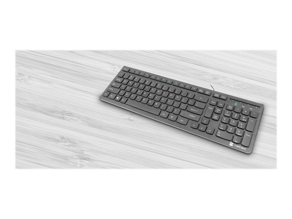 Natec | Keyboard | Discus 2 Slim | Standard | Wired | US | Black | USB 2.0 | 424 g | Numeric keypad - Image 11